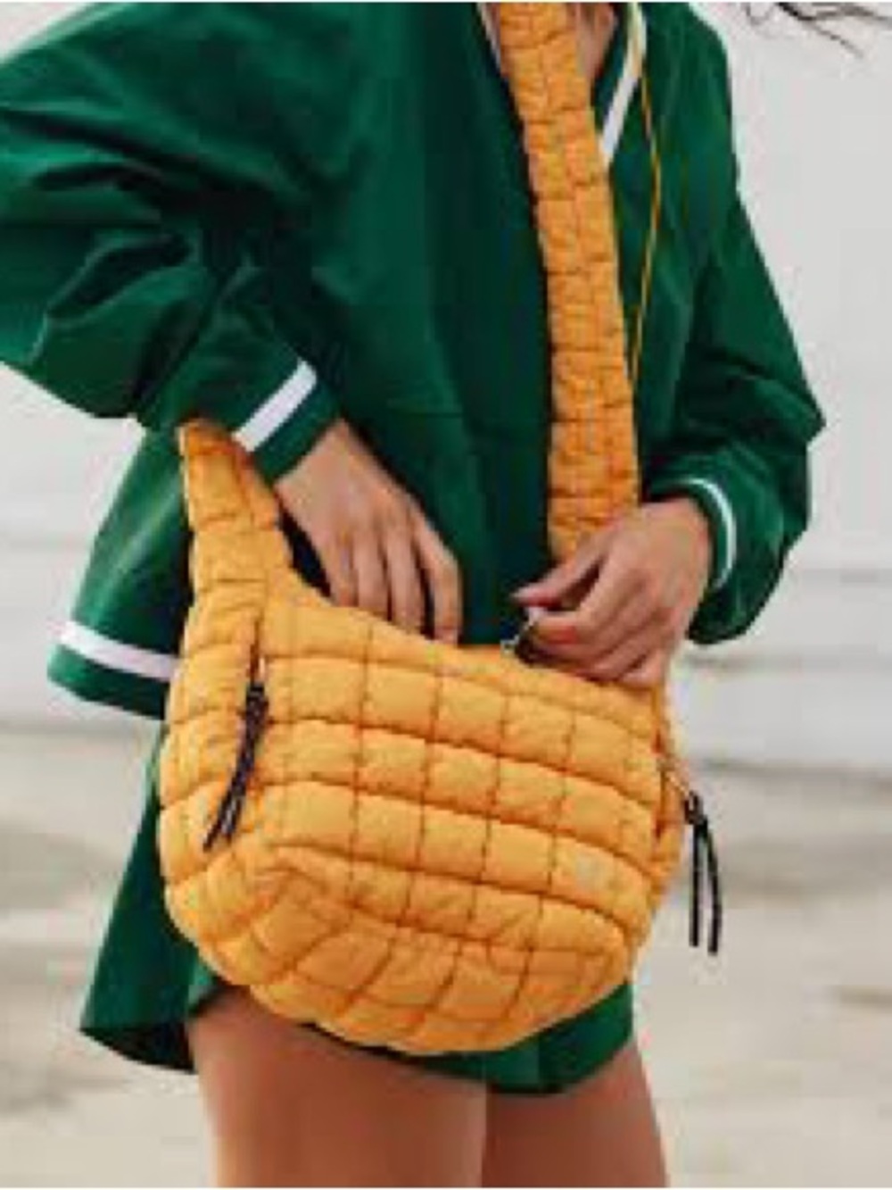 Free People Quilted Shoulder Bag in Mustard Yellow